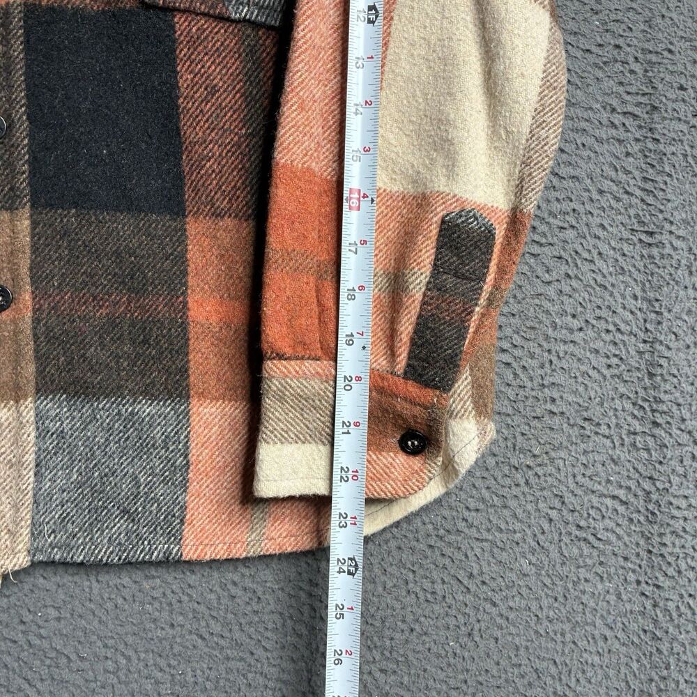 True Vintage 60s CPO Wool Shirt Shacket Mens Large Check Plaid Flannel USA - Picture 13 of 14